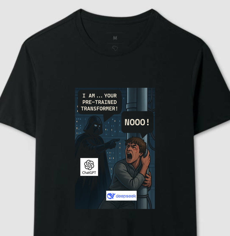 Camiseta IA Wars – Paródia Star Wars com ChatGPT e DeepSeek 🇧🇷