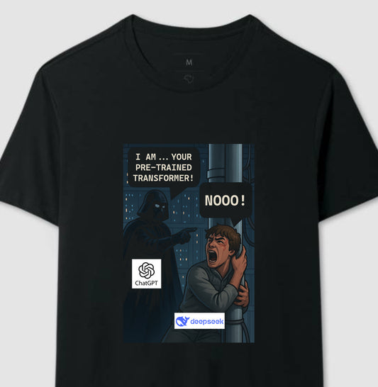 Camiseta IA Wars – Paródia Star Wars com ChatGPT e DeepSeek 🇧🇷